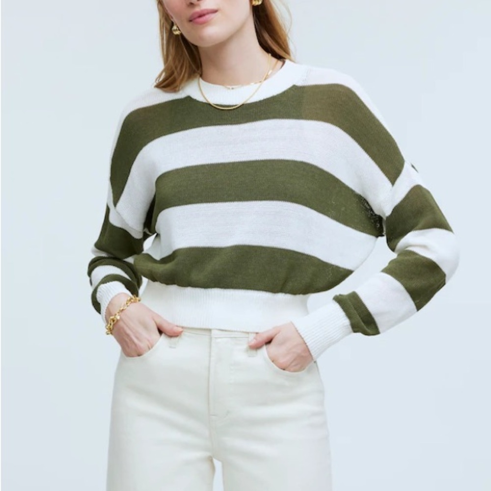 Madewell Loose-Knit Crewneck Sweater Striped | M